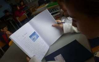 Writing a postcard