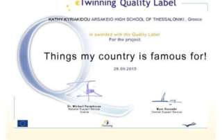Εθνική Ετικέτα Ποιότηταs στο πρόγραμμα e-Twinning